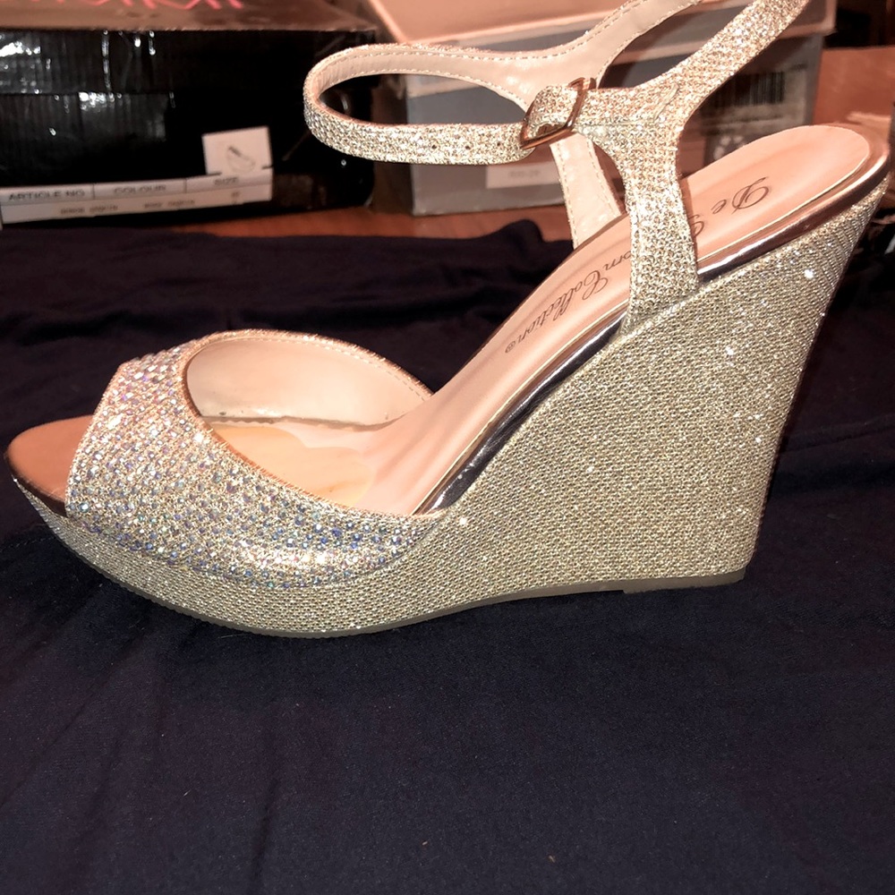 Gold rhinestone platforms